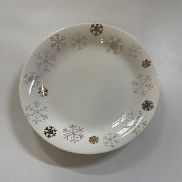 DANSK Snowflake Set of 3 Bread Butter Plates Gold Accents Discontinued - Picture 2 of 7